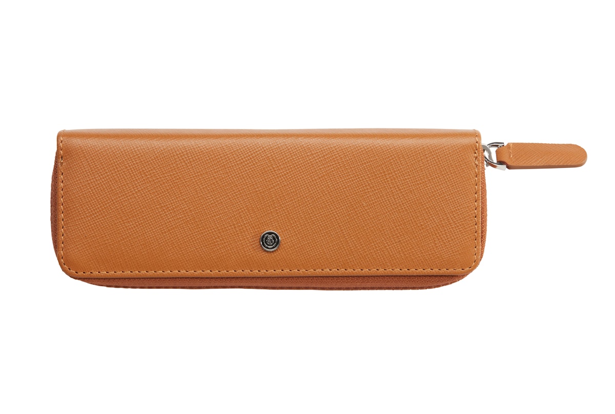 mochadoublepenzipperpouchleather